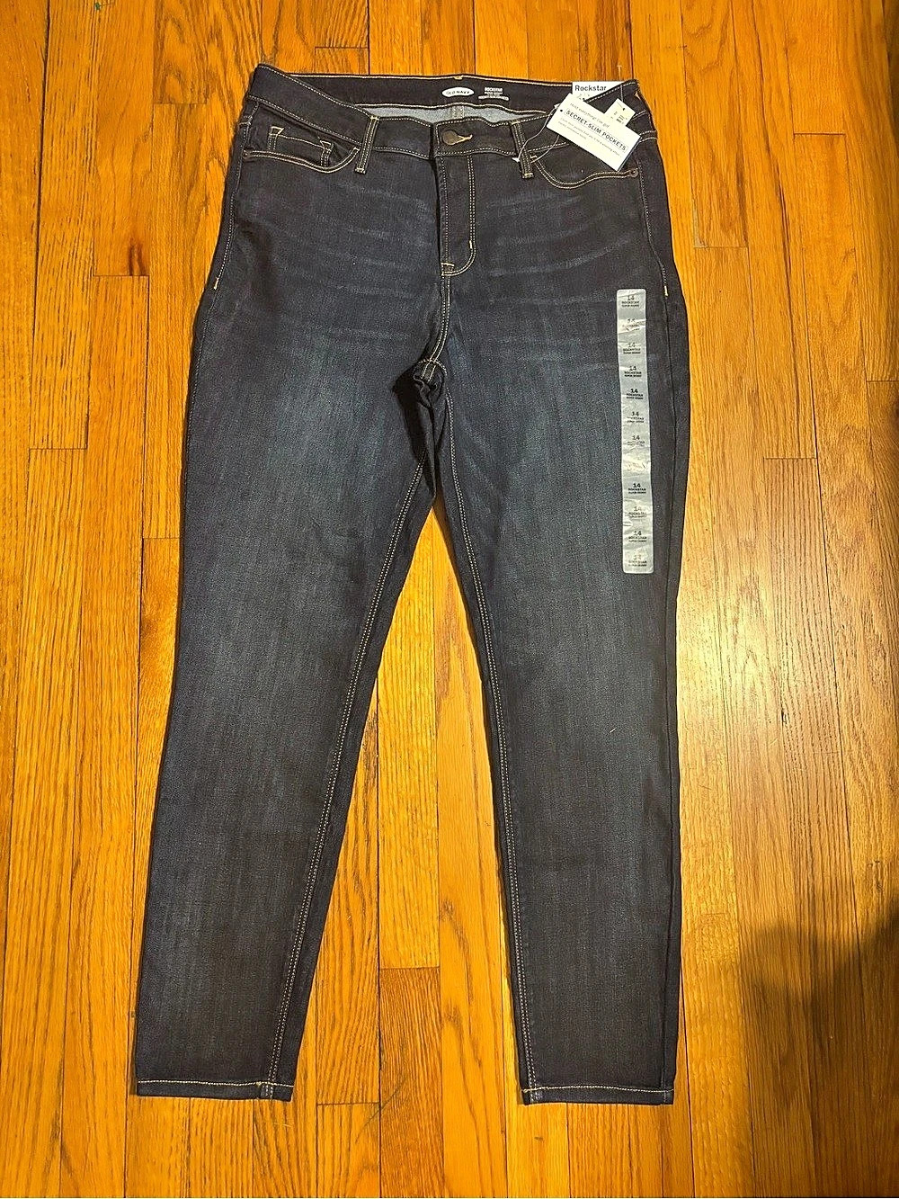 Old Navy Rockstar Super Skinny High-Rise Secret-Slim Pockets Jeans Blue Waist 14